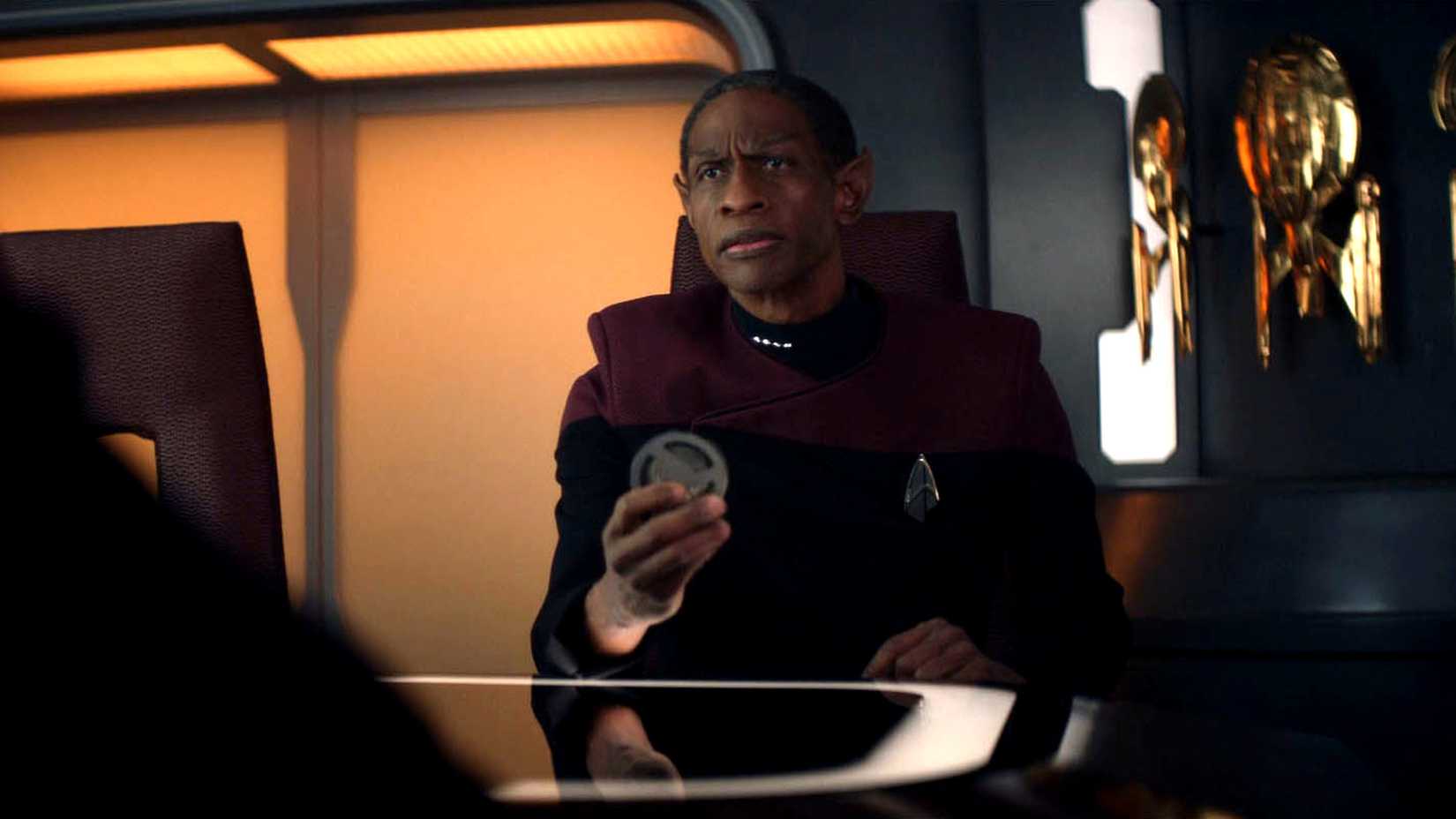 Captain Tuvok with hologram