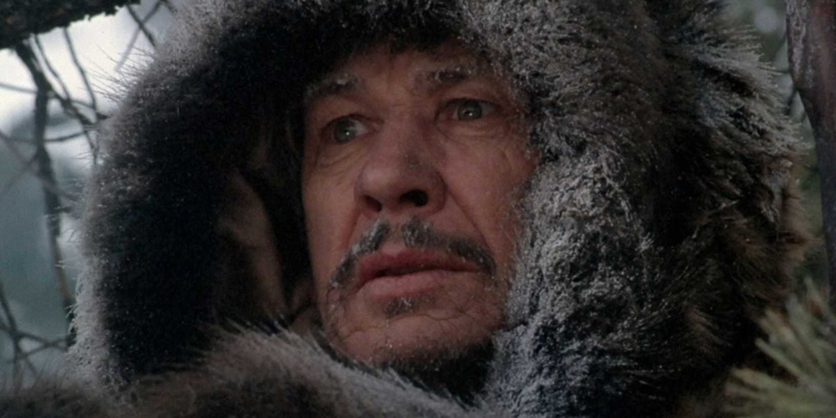 Charles Bronson as Albert Johnson in the snow in Death Hunt