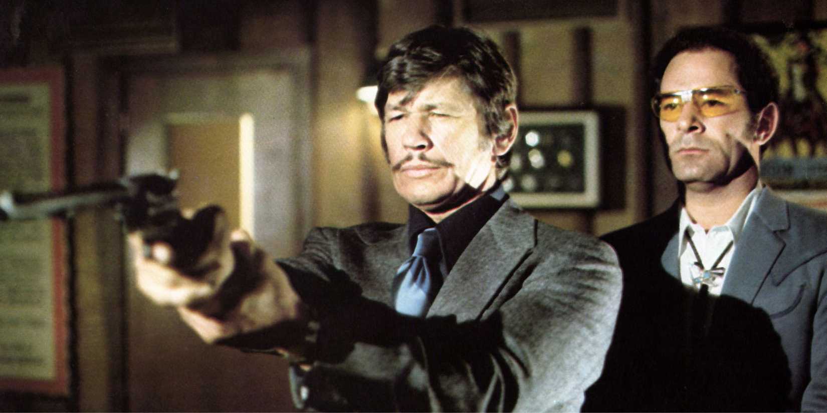 Charles Bronson as Paul Kersey with a gun in Death Wish