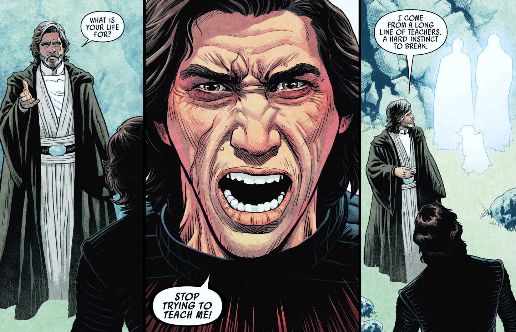 Luke Skywalker tries to teach Kylo Ren as Force Ghost