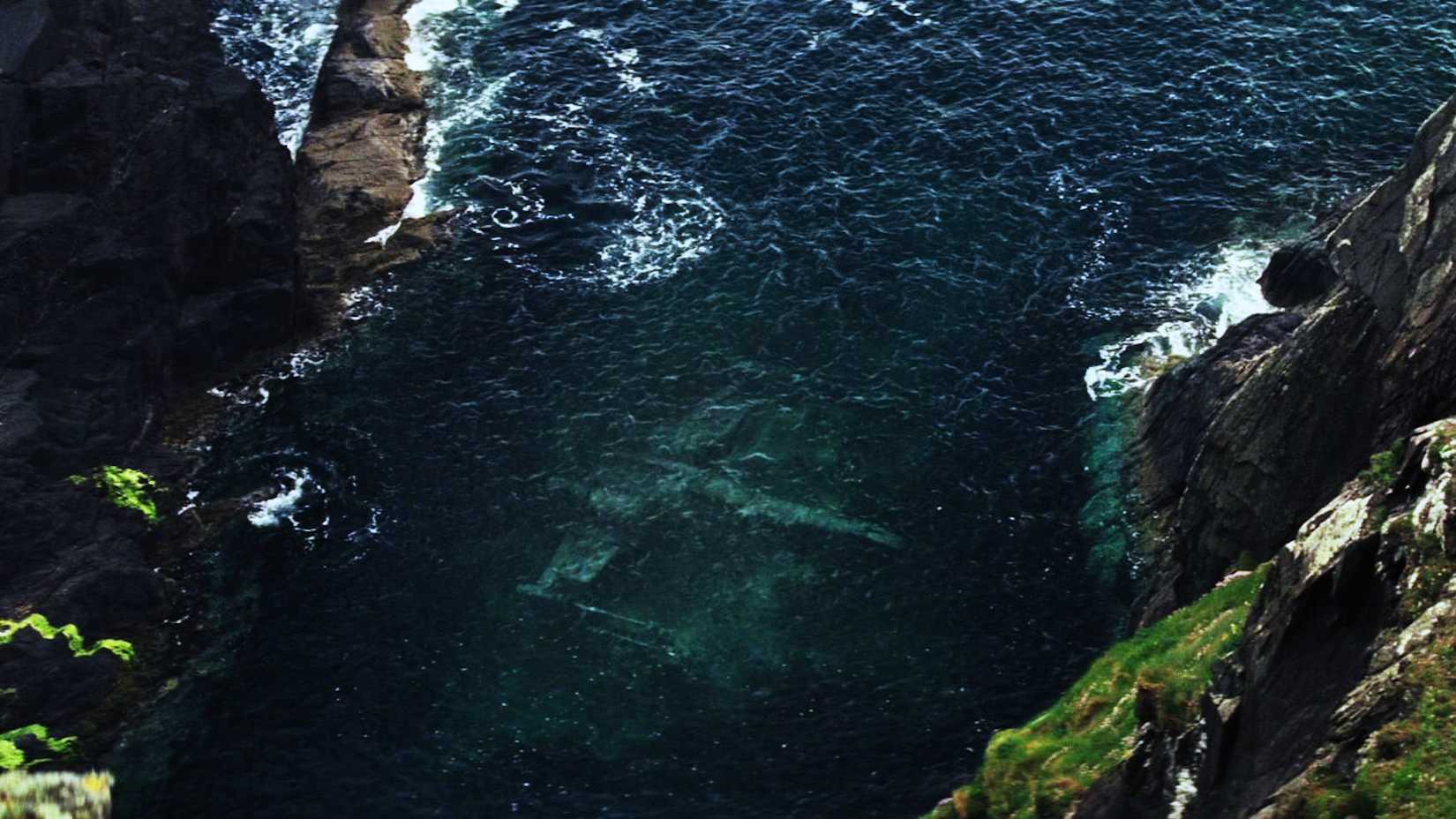 Luke Skywalker's X-Wing Sunk on Ahch-To