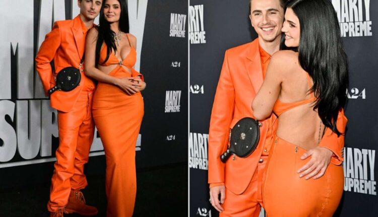 Kylie Jenner and Timothée Chalamet Twin in Bright Orange Looks at Marty Supreme Premiere