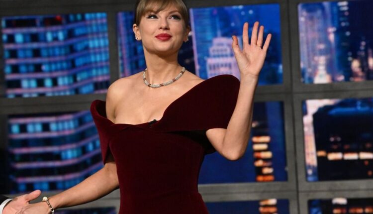 Taylor Swift Stuns in $1,695 Velvet Minidress for The Late Show with Stephen Colbert Appearance