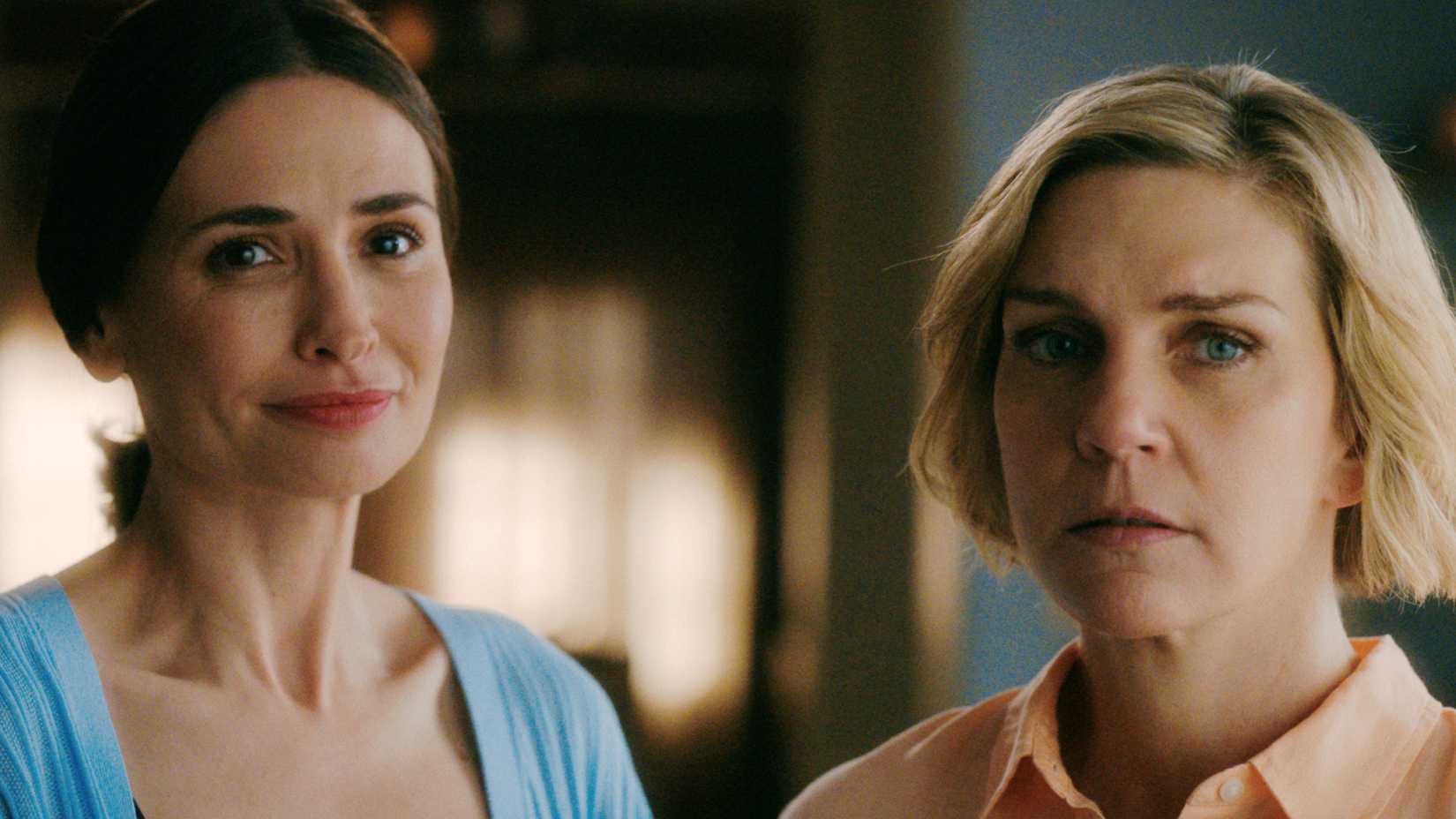 Zosia and Carol facing Manousos in Pluribus