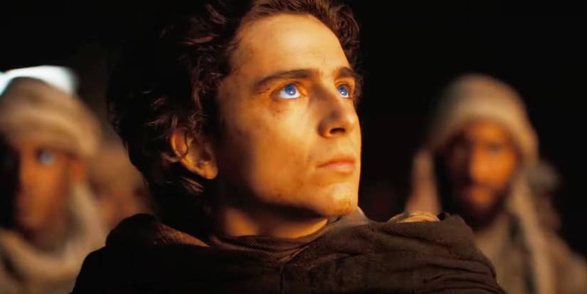 Paul Atreides looking up in Dune: Part Two