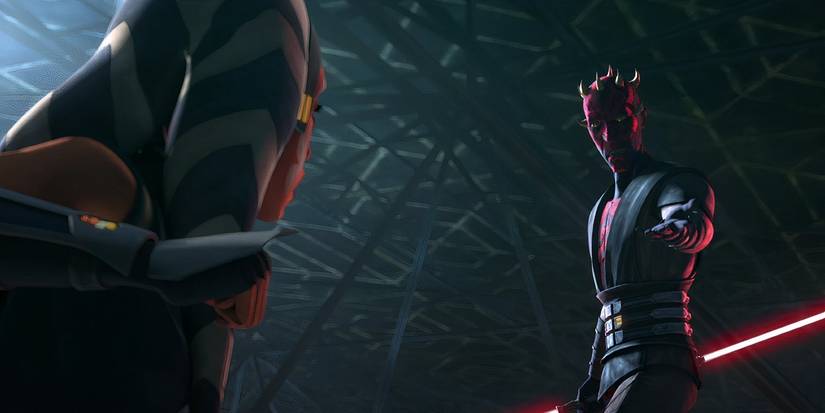 Maul reaching out to Ahsoka in Star Wars Clone Wars