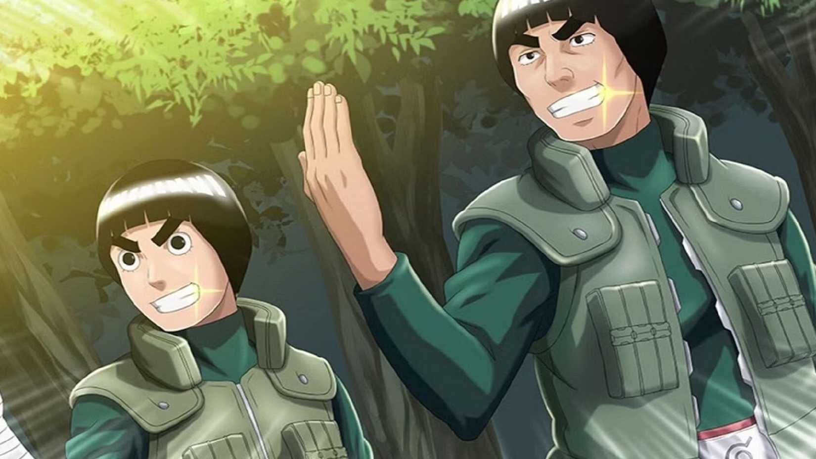 Rock Lee and Might Guy combat pose