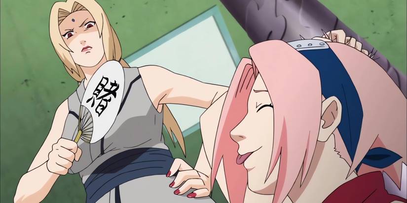 Tsunade training Sakura during the time Naruto was out of Konoha