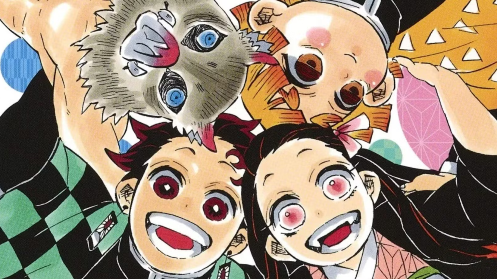 Demon Slayer Tanjiro, Nezuko, Zenitsu, and Inosuke
