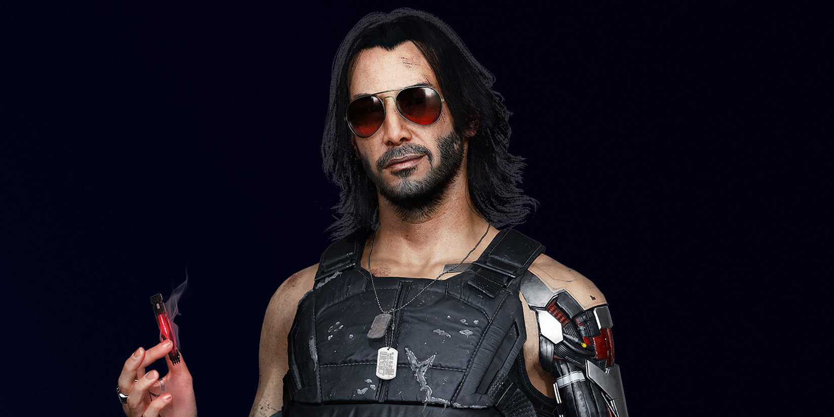 Johnny Silverhand Navy Blue Background