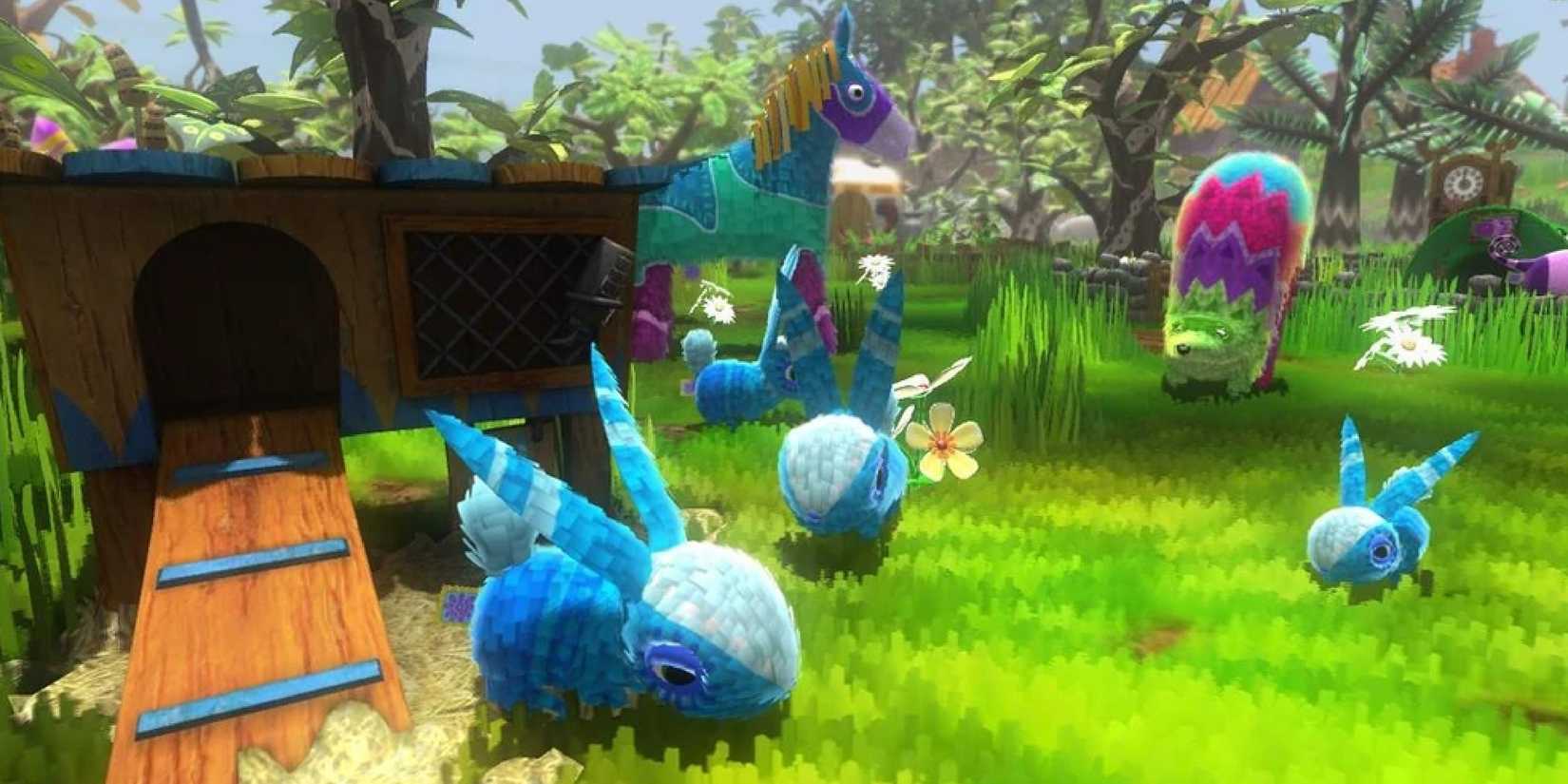 Pinata bunnies in a field in Viva Piñata