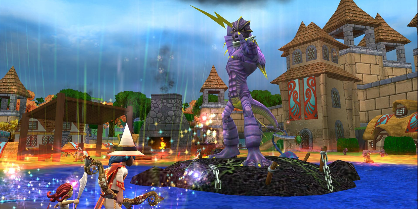 Wizard 101 Gameplay screenshot of players fighting a large boss